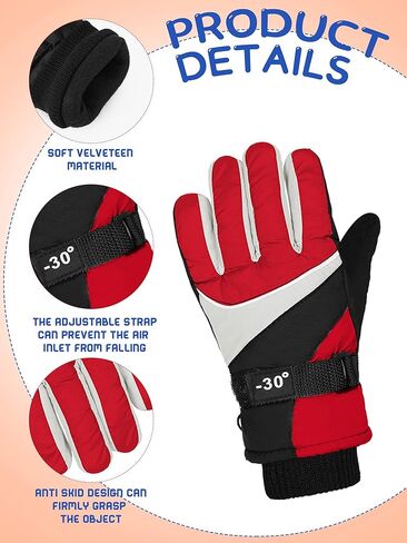 Hicarer 3 Pairs Winter Gloves Waterproof Snow Ski Gloves Windproof Kids Warm for Kids Snow Mittens for 8-11 Years in Saudi Arabia
