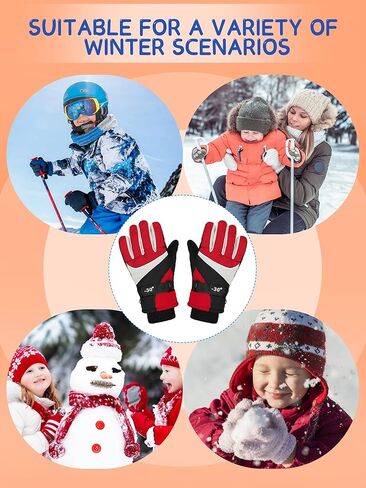 Hicarer 3 Pairs Winter Gloves Waterproof Snow Ski Gloves Windproof Kids Warm for Kids Snow Mittens for 8-11 Years in Saudi Arabia