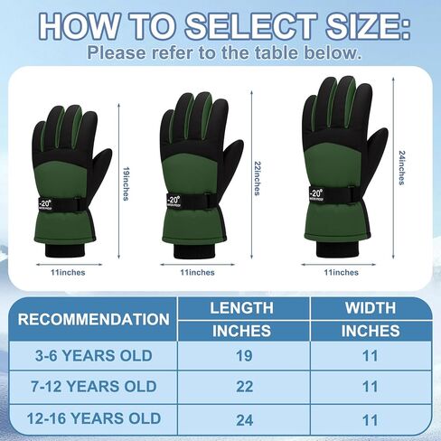 Ski Gloves, Waterproof & Breathable Snowboard Mittens for Boys & Girls, Winter Warm Cold Weather Gloves in Saudi Arabia