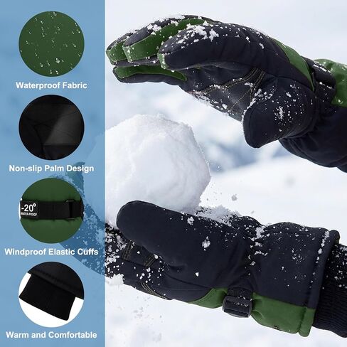 Ski Gloves, Waterproof & Breathable Snowboard Mittens for Boys & Girls, Winter Warm Cold Weather Gloves in Saudi Arabia