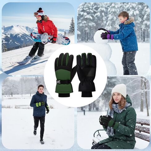 Ski Gloves, Waterproof & Breathable Snowboard Mittens for Boys & Girls, Winter Warm Cold Weather Gloves in Saudi Arabia