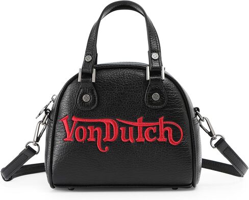 حقيبة يد نسائية من Von Dutch Chopper Bowling - حقيبة يد نسائية بحزام قابل للتعديل، جزء داخلي واسع، وتصميم شعار أيقوني in Kuwait