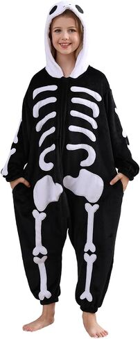 SimZoo Kids Animal Pajamas, Boy Girls Skeleton Cosplay Costume Sleepwear, One-Piece Unisex Homewear 4-13Y in Saudi Arabia