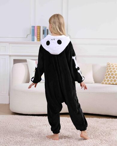 SimZoo Kids Animal Pajamas, Boy Girls Skeleton Cosplay Costume Sleepwear, One-Piece Unisex Homewear 4-13Y in Saudi Arabia