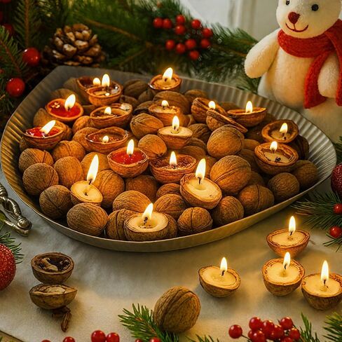 Nuanchu 24 Pcs Floating Candles Mini Walnut Floating Tea Lights Candles for Centerpieces Weddings Party Home Romantic Night Gifts Decorations in Saudi Arabia