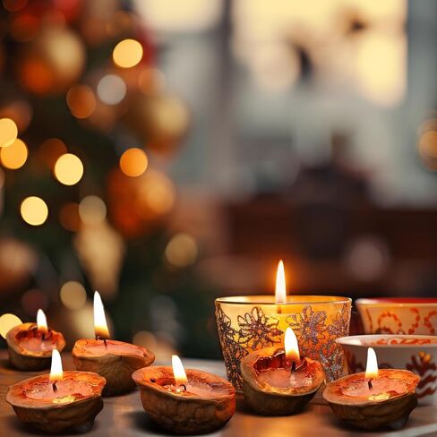 Nuanchu 24 Pcs Floating Candles Mini Walnut Floating Tea Lights Candles for Centerpieces Weddings Party Home Romantic Night Gifts Decorations in Saudi Arabia