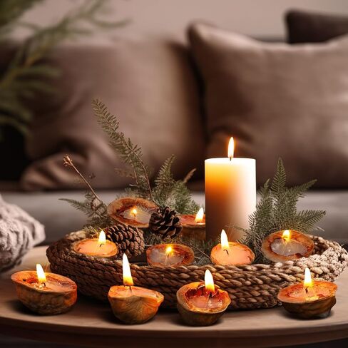Nuanchu 24 Pcs Floating Candles Mini Walnut Floating Tea Lights Candles for Centerpieces Weddings Party Home Romantic Night Gifts Decorations in Saudi Arabia