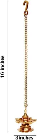 Traditional Brass Hanging Peacock Diya with Chain 16 Inches | Deepak | Oil Lamp | Pack of 2, Golden in Saudi Arabia
