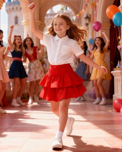 Little Girls Skirts Casual Ruffles Skirt School Uniform Skorts with Pockets for 4-11 Years in Saudi Arabia