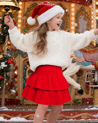 Little Girls Skirts Casual Ruffles Skirt School Uniform Skorts with Pockets for 4-11 Years in Saudi Arabia