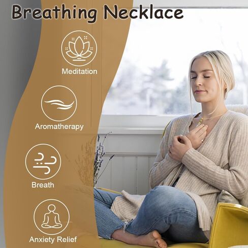 Breathing Necklace with 528Hz Whistle & Essential Oil Diffuser - for Anxiety Relief & Meditation Practice in Saudi Arabia