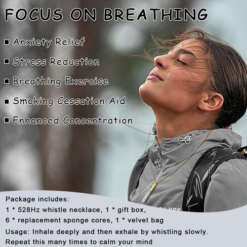 Breathing Necklace with 528Hz Whistle & Essential Oil Diffuser - for Anxiety Relief & Meditation Practice in Saudi Arabia