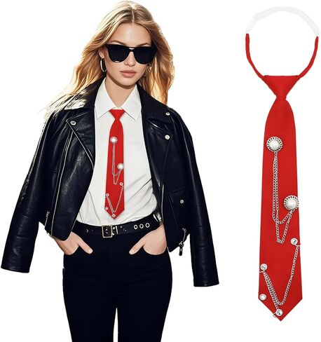 Ties for Women, Pre-tied Punk Womens Tie with Metal Chain Adjustable Girls Necktie for Party Uniform Cosplay Daily in Saudi Arabia