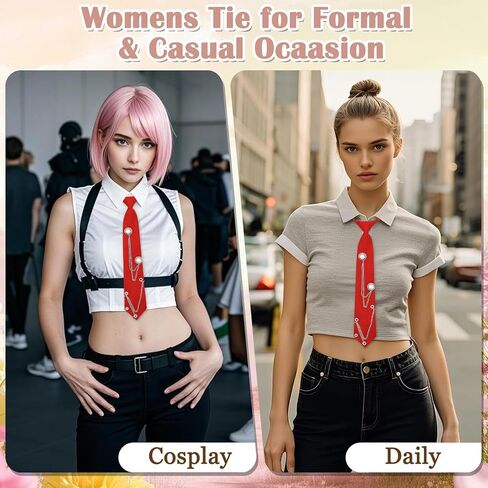 Ties for Women, Pre-tied Punk Womens Tie with Metal Chain Adjustable Girls Necktie for Party Uniform Cosplay Daily in Saudi Arabia