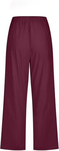 Womens Cotton Linen Capri Pants - Casual Drawstring Elastic Waist Cropped Trouser Soft Lounge Summer Wide Leg Outfits in Saudi Arabia