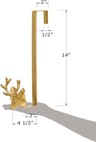 Red Co. 14" Decorative Metal Front Door Christmas Wreath Hanger with Reindeer Tip, Gold in Saudi Arabia
