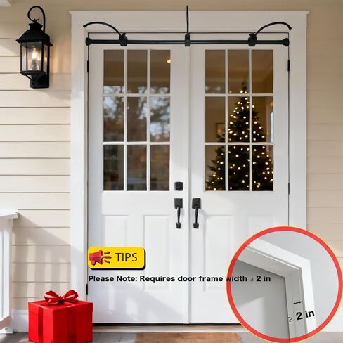 Adjustable Garland & Wreath Hanger for Front Door Frame 32"-80", Front Door Hanger for Christmas Decorations & Halloween Decor, No Drilling,Damage-Free in Saudi Arabia