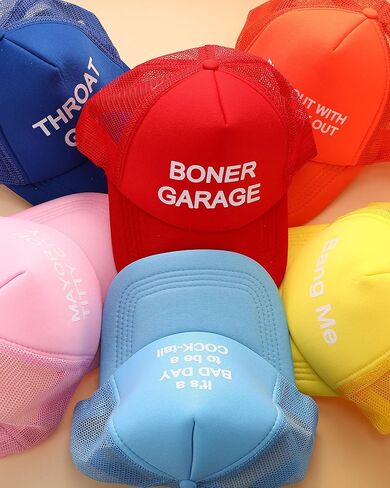 Hercicy 6 Pcs Trucker Hat Gag Gifts Funny Adjustable Snapback Mesh Trucker Hat Joke Baseball Cap for Women Men Adult White Elephant Bachelorettes Galentine's Day Birthdays Party Favor in Saudi Arabia