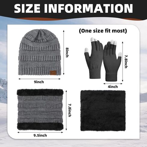 Geyoga 18 Pcs Winter Hat Scarf Gloves Set for Men Women Fleece Knit Beanie Warm Lined Neck Warmer Touchscreen Gloves Set in Saudi Arabia