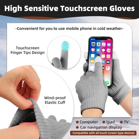 Geyoga 18 Pcs Winter Hat Scarf Gloves Set for Men Women Fleece Knit Beanie Warm Lined Neck Warmer Touchscreen Gloves Set in Saudi Arabia