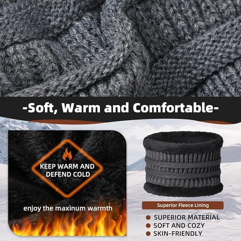 Geyoga 18 Pcs Winter Hat Scarf Gloves Set for Men Women Fleece Knit Beanie Warm Lined Neck Warmer Touchscreen Gloves Set in Saudi Arabia