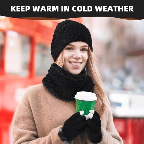 Geyoga 18 Pcs Winter Hat Scarf Gloves Set for Men Women Fleece Knit Beanie Warm Lined Neck Warmer Touchscreen Gloves Set in Saudi Arabia