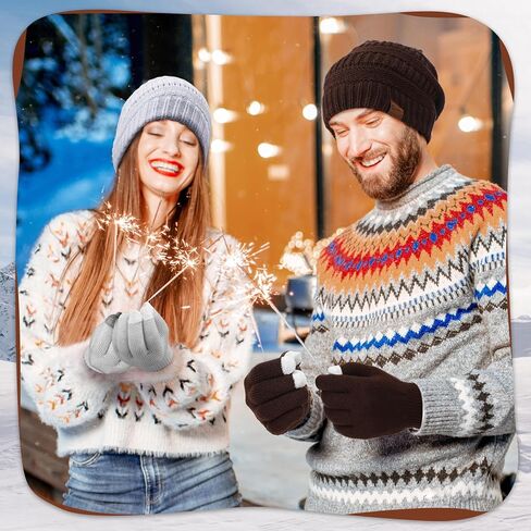 Geyoga 18 Pcs Winter Hat Scarf Gloves Set for Men Women Fleece Knit Beanie Warm Lined Neck Warmer Touchscreen Gloves Set in Saudi Arabia