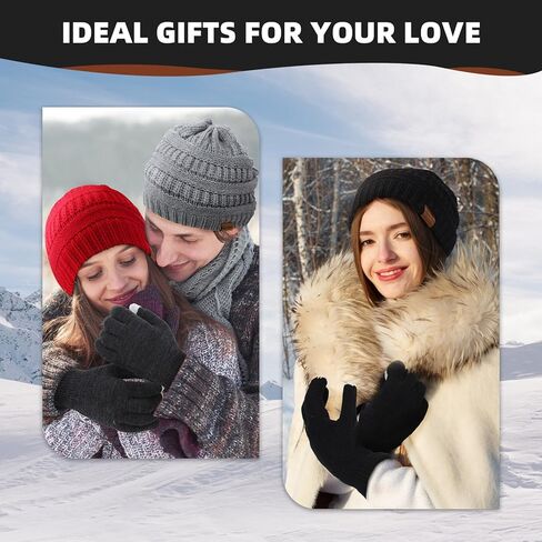 Geyoga 18 Pcs Winter Hat Scarf Gloves Set for Men Women Fleece Knit Beanie Warm Lined Neck Warmer Touchscreen Gloves Set in Saudi Arabia