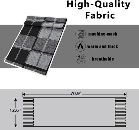 Men's Winter Scarf - Soft Plaid Cashmere Feel Scarf with Tassels, Warm Long Classic Design for Cold Weather L:70.9''*W:12.6'' in Saudi Arabia