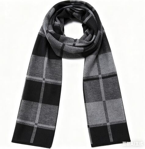 Men's Winter Scarf - Soft Plaid Cashmere Feel Scarf with Tassels, Warm Long Classic Design for Cold Weather L:70.9''*W:12.6'' in Saudi Arabia