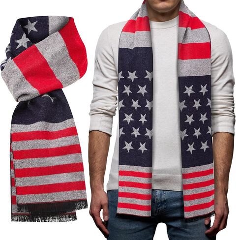 Shihanee Americana Flag Scarf for Men and Women Stripes and Stars USA Flag Warm Soft Scarf for Fall Winter Christmas, 180cm in Saudi Arabia