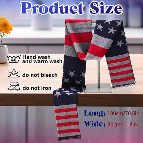Shihanee Americana Flag Scarf for Men and Women Stripes and Stars USA Flag Warm Soft Scarf for Fall Winter Christmas, 180cm in Saudi Arabia