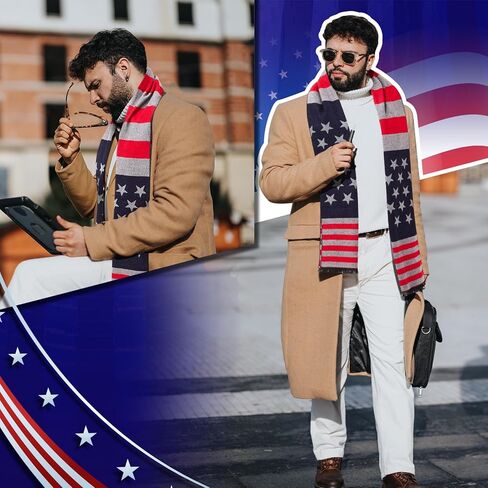 Shihanee Americana Flag Scarf for Men and Women Stripes and Stars USA Flag Warm Soft Scarf for Fall Winter Christmas, 180cm in Saudi Arabia