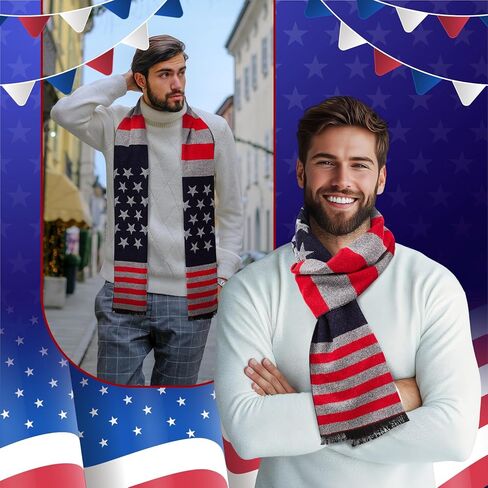 Shihanee Americana Flag Scarf for Men and Women Stripes and Stars USA Flag Warm Soft Scarf for Fall Winter Christmas, 180cm in Saudi Arabia