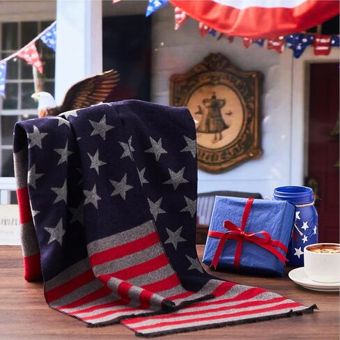 Shihanee Americana Flag Scarf for Men and Women Stripes and Stars USA Flag Warm Soft Scarf for Fall Winter Christmas, 180cm in Saudi Arabia