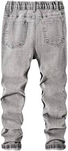 Nivne Tco Tween Boys Ripped Jeans Slim Straight Fit Destroyed Distressed Trousers Casual Denim Pants with Zipper Fly in Saudi Arabia