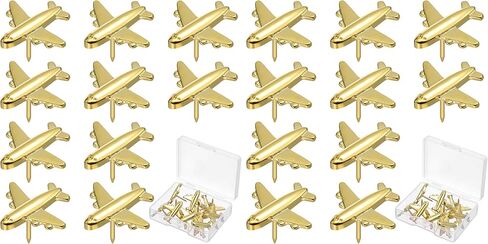 VILLCASE 24pcs Airplane Push Pins, Decorative Thumb Tacks for Bulletin Board, Metal Safe Pushpin Artworks Notes Drawing Photo Push Pins Office School Supplies Gold in Kuwait