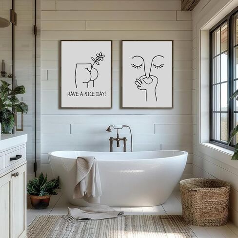 3pcs مضحك الحمام جدار الفن أبيض وأسود ملصقات المرحاض يطبع عمل فني روح الدعابة صور رائحة سيئة المرحاض أوراق لفة قماش جدار ديكور للحد الأدنى ديكور الحمام المرحاض 12 × 16 بوصة غير المؤطرة in Kuwait