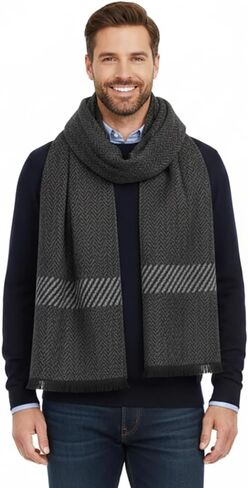 Men's Cashmere Feel Winter Scarf - Soft Warm Knit Scaries Classic Solid Color Scarf for Cold Weather Business Casual in Saudi Arabia