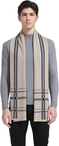 Mens Winter Scarf Fashion Formal Soft Scarves Classic Plaid Solid Colors Cashmere Scarf for Men in Saudi Arabia