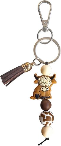 Highland Cow Keychain Cute Animal Keychains Charms with Tassel for Women Men Purse Wallet Backpack Phone Car Christmas Gifts in Saudi Arabia