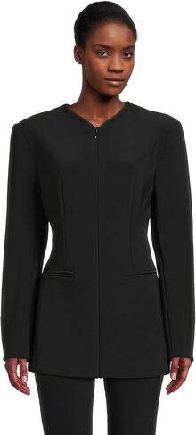 Norma Kamali womens Ls Shoulder Pad V Neck Zip Front Jacket in Saudi Arabia
