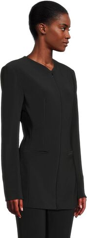 Norma Kamali womens Ls Shoulder Pad V Neck Zip Front Jacket in Saudi Arabia