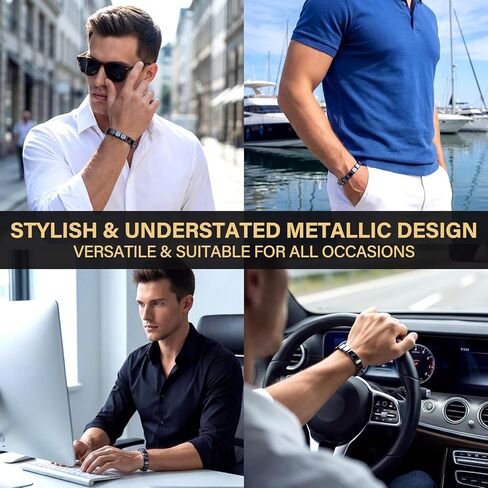 Hematite Bracelet Men - Natural Stone Beaded Stretch Energy Healing Bracelet, Reclaim Confidence & Masculine Edge in Kuwait