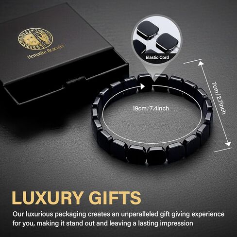 Hematite Bracelet Men - Natural Stone Beaded Stretch Energy Healing Bracelet, Reclaim Confidence & Masculine Edge in Kuwait