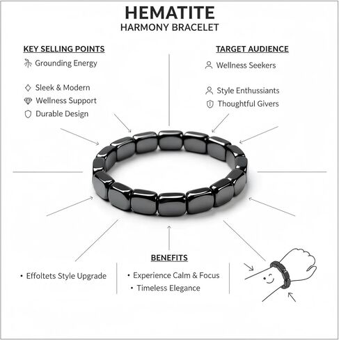 Men's Hematite Bracelet, Natural Hematite Fashion Men's Bracelet. Reignite Masculinity, Regaining Strength and Confidence. Inspirational Jewelry Gift. in Saudi Arabia