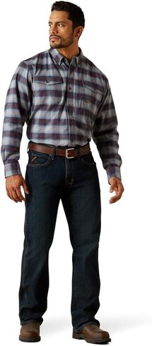 ARIAT Men Rebar Flannel DuraStretch Work Shirt Orion Blue in Saudi Arabia