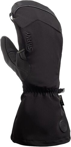 Swany Men's The Air Softshell & Leather Insulated Waterproof Breathable Durable Active Winter Sport Mitt with Finger Channels in Saudi Arabia