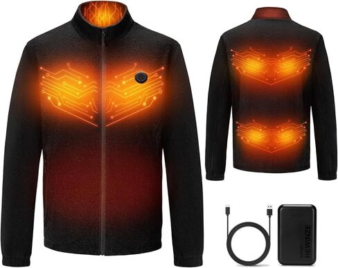 سترة صوفية مُدفأة للرجال من HEWINZE، تدفئة بـ 5 مناطق مع 3 إعدادات لدرجة الحرارة وتحكم بزر واحد للاستخدام في الهواء الطلق والعمل in Kuwait