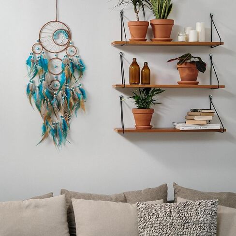 Large Blue Dream Catchers, Handmade Wall Hanging Decor with Turquoise Crystals for Adult Bedroom Handmade Gift for Friends Family (Turquoise) in Saudi Arabia